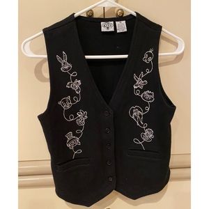 Rare Vintage 90s Looney Tunes Embroidered Vest - M